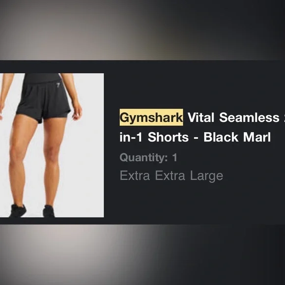 Gymshark Black Women's High-Waist Athletic 2 in 1 shorts-xxl - Picture 4 of 4
